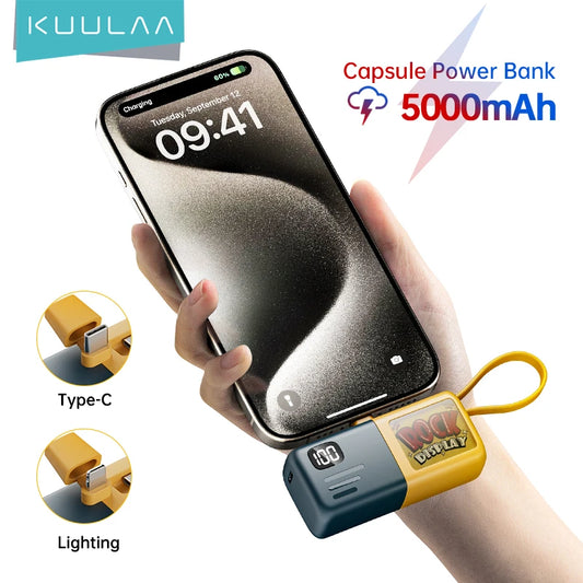 Shaking Capsule Power Bank 5000mAh With Type-C Cable