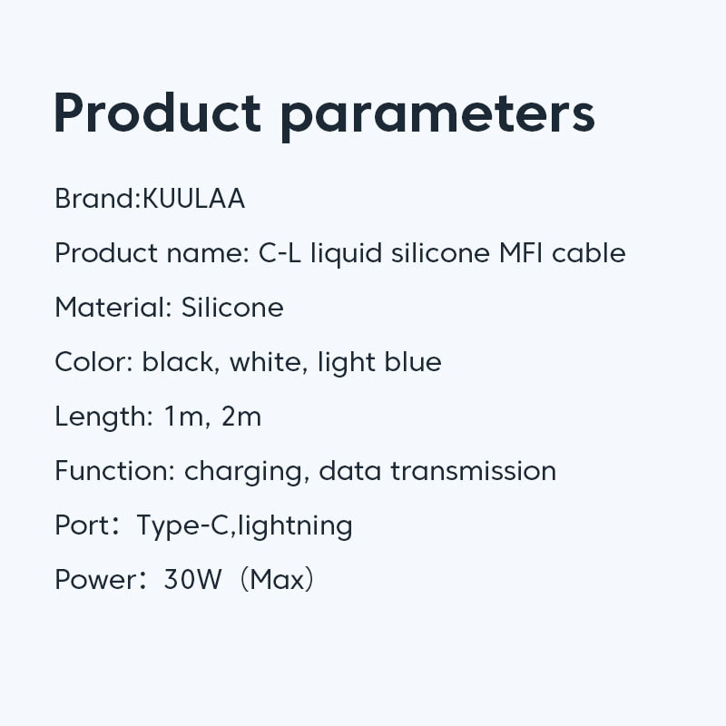 USB C to Lightning MFi Cable 30W