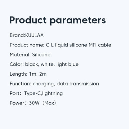 USB C to Lightning MFi Cable 30W