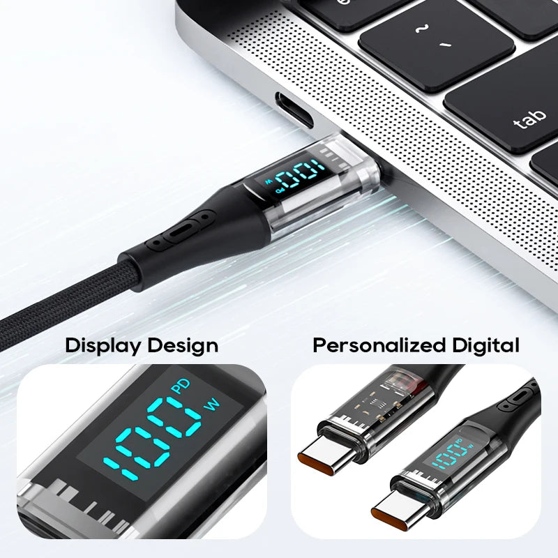 Type C to Type C Cable 100W PD with Display