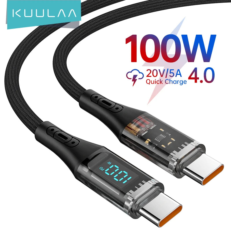 Type C to Type C Cable 100W PD with Display