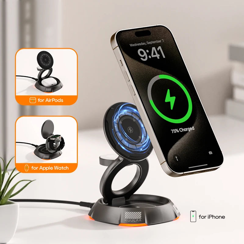 3 in 1 Rotate Wireless Charger Stand