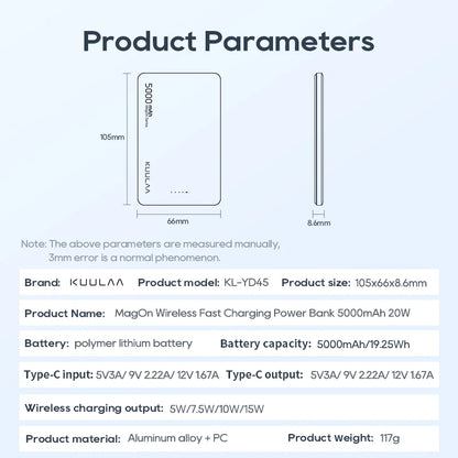 MagOn Wireless Fast Charging Power Bank 5000mAh 20W